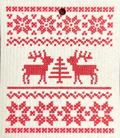 Reindeer Christmas Dishcloth